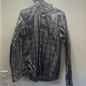 purple grey plaid untuckit button down medium